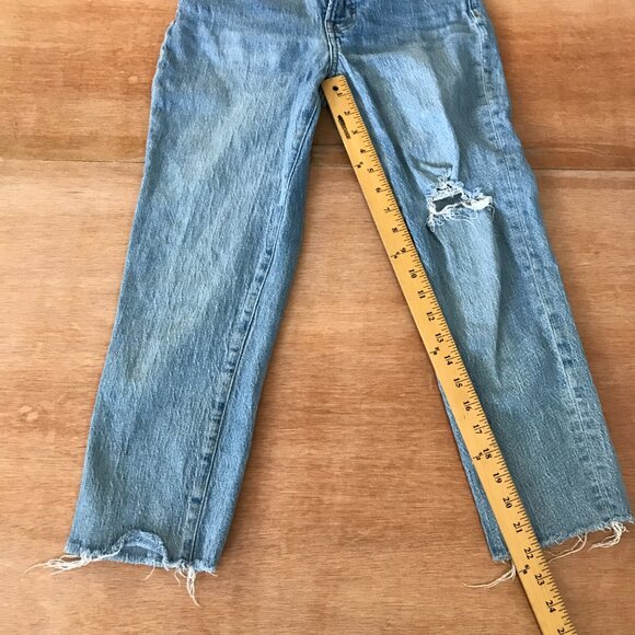 Madewell Perfect Vintage Crop Jean Women size 25P Blue Distressed Raw Hem Grunge - Picture 7 of 14